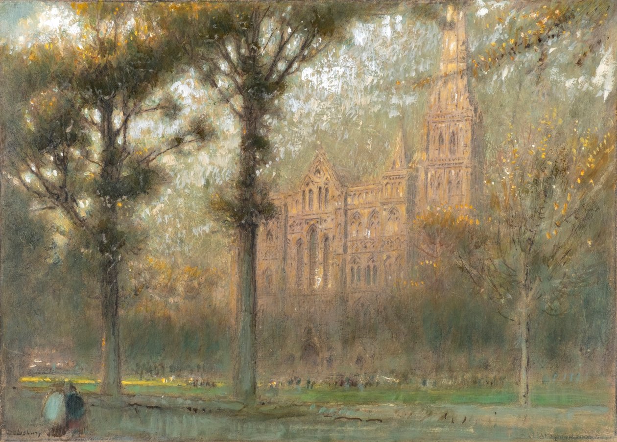 Salisbury (öljy, akvarelli ja vartaloväri sävytetylle paperille). tekijältä Albert Goodwin