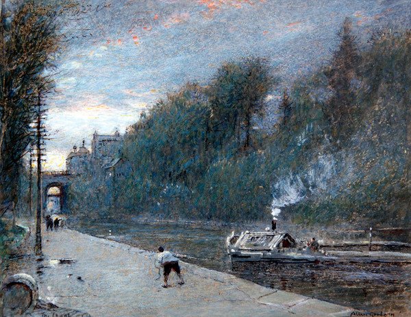 The Canal, Chichester (kynä ja muste, vesiväri ja vartaloväri paperille) (kynä ja muste, vesiväri ja vartaloväri paperille) tekijältä Albert Goodwin
