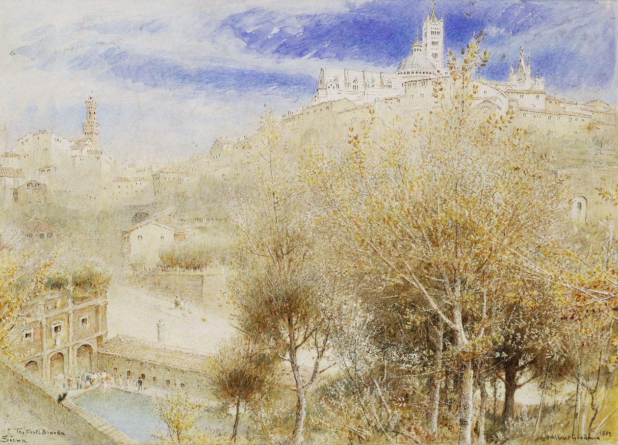 Fonte Branda, Siena, 1905 tekijältä Albert Goodwin