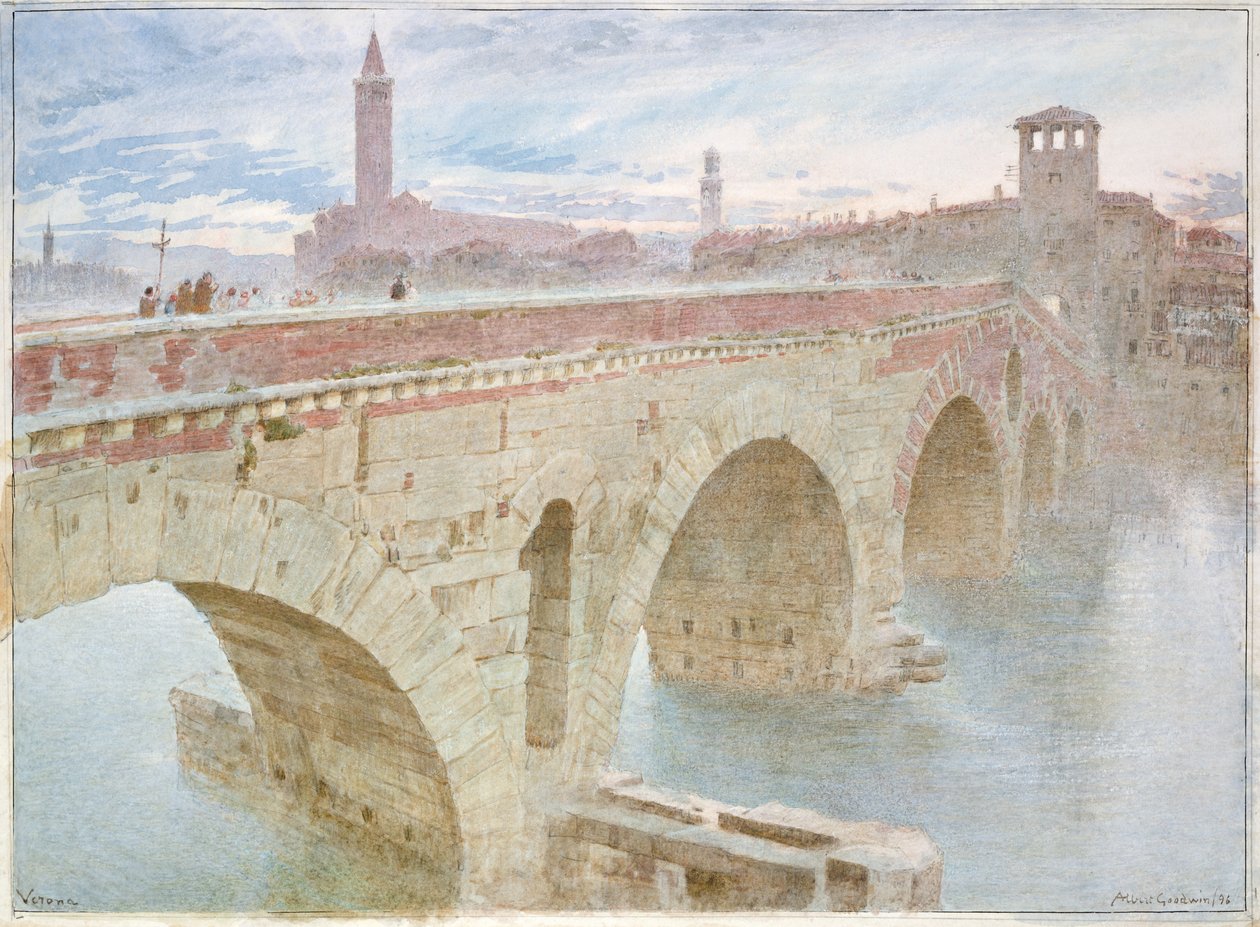Verona, 1896 (wc paperilla) tekijältä Albert Goodwin