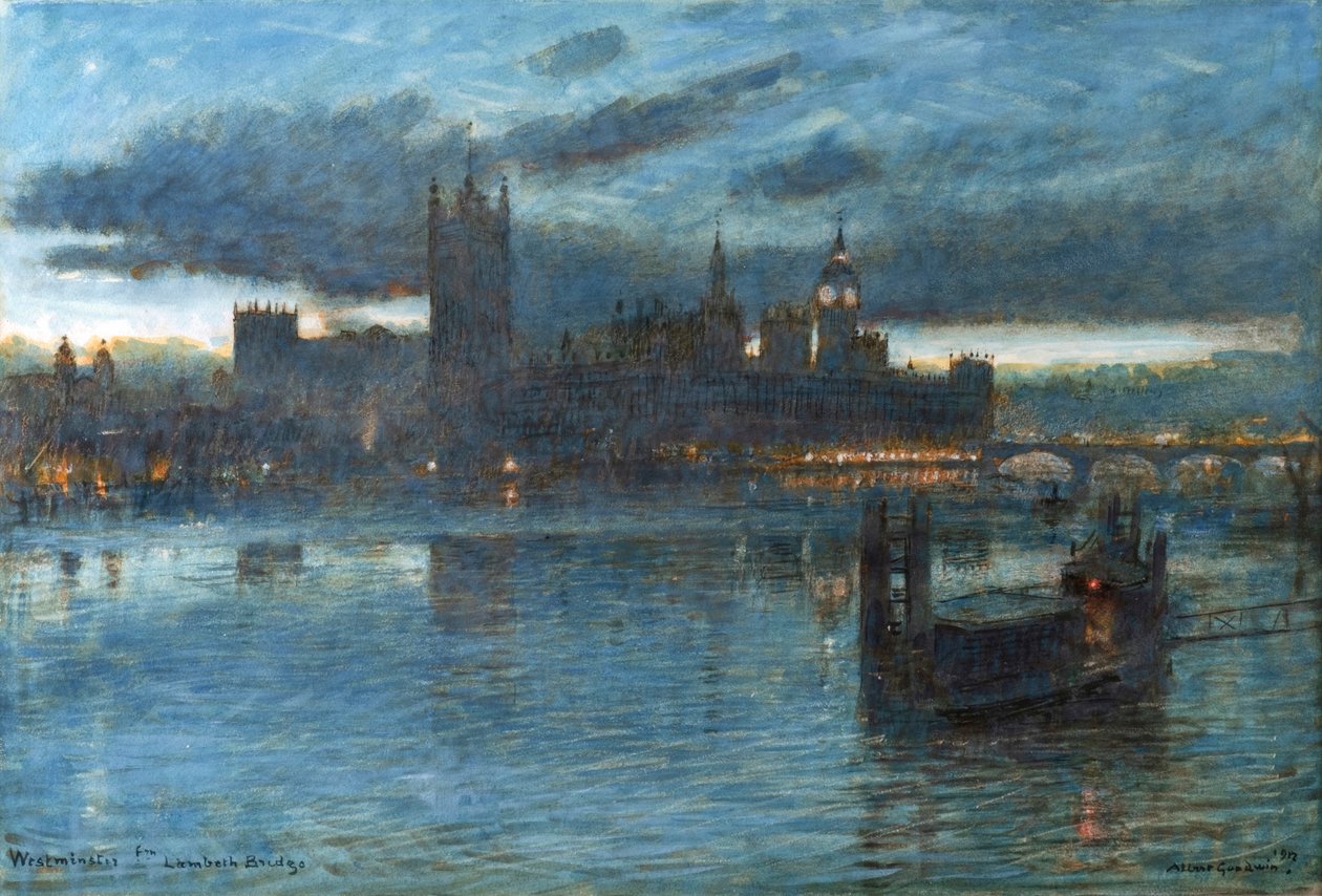 Westminster Lambethin sillalta tekijältä Albert Goodwin