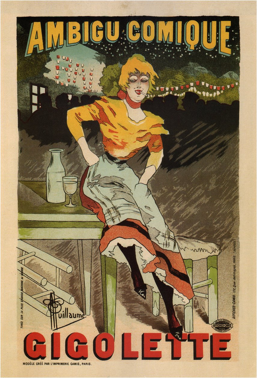 Moniselitteinen sarjakuva, Gigolette, 1896 tekijältä Albert Guillaume