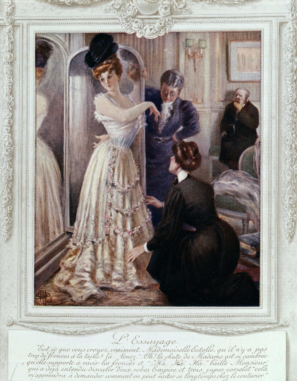 Sopiva kohtaus couturierissa, Albert Guillaume (1873-1942), n. 1895 tekijältä Albert Guillaume