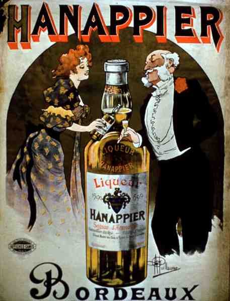 Julistemainos "Hanappier Liqueur", Bordeaux (värilitho) tekijältä Albert Guillaume