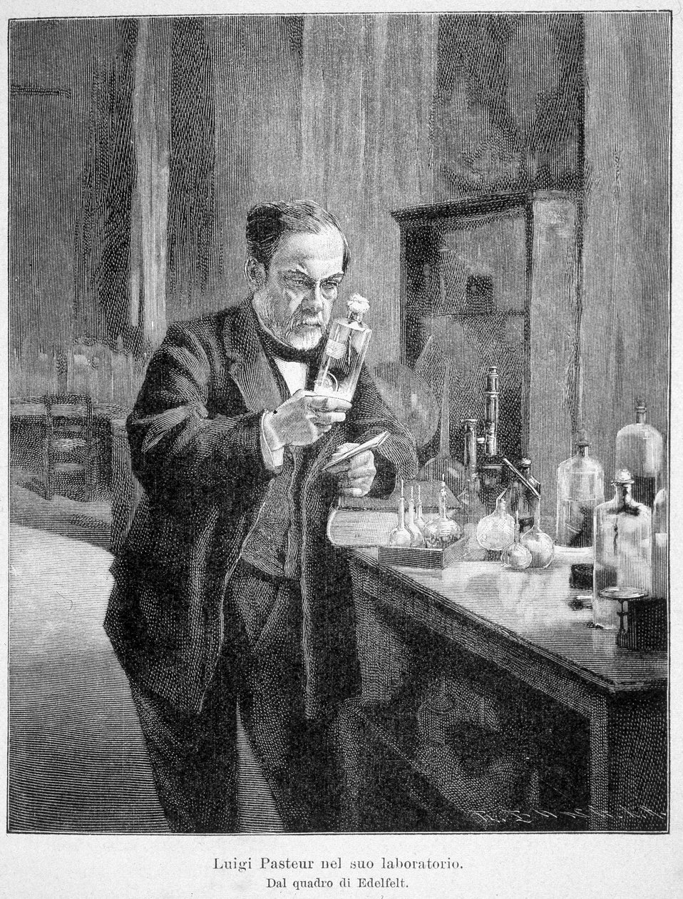Louis Pasteur laboratoriossa edelfeltin maalauksen mukaan tekijältä Albert Gustaf Aristides (after) Edelfelt
