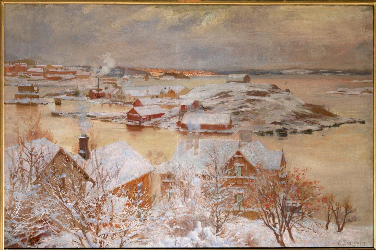 Päivä joulukuussa (maalaus kankaalle) tekijältä Albert Gustaf Aristides Edelfelt