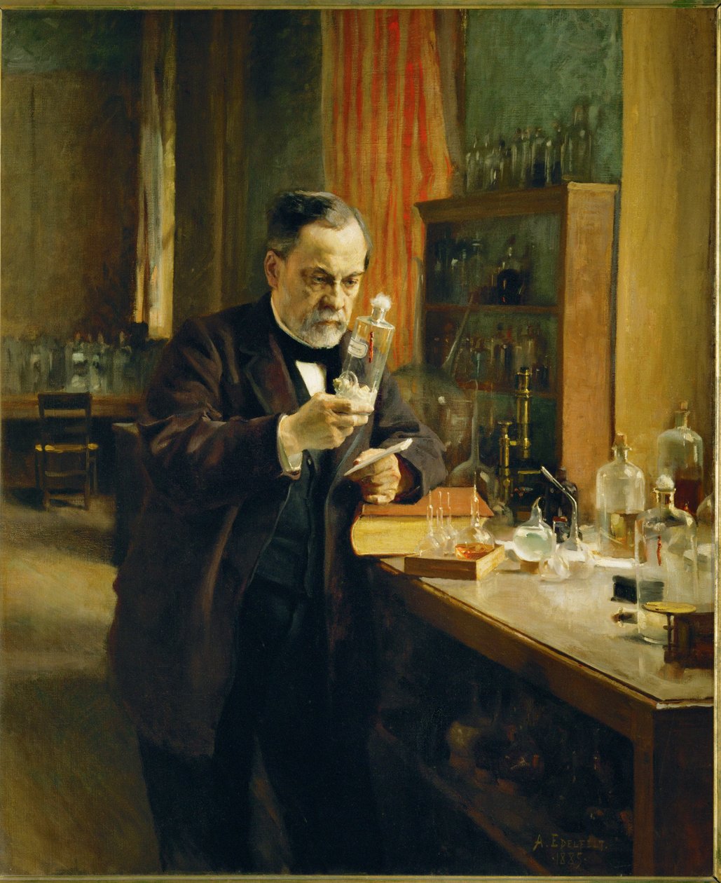 Louis Pasteur laboratoriossaan ... (öljy kankaalle) tekijältä Albert Gustaf Aristides Edelfelt