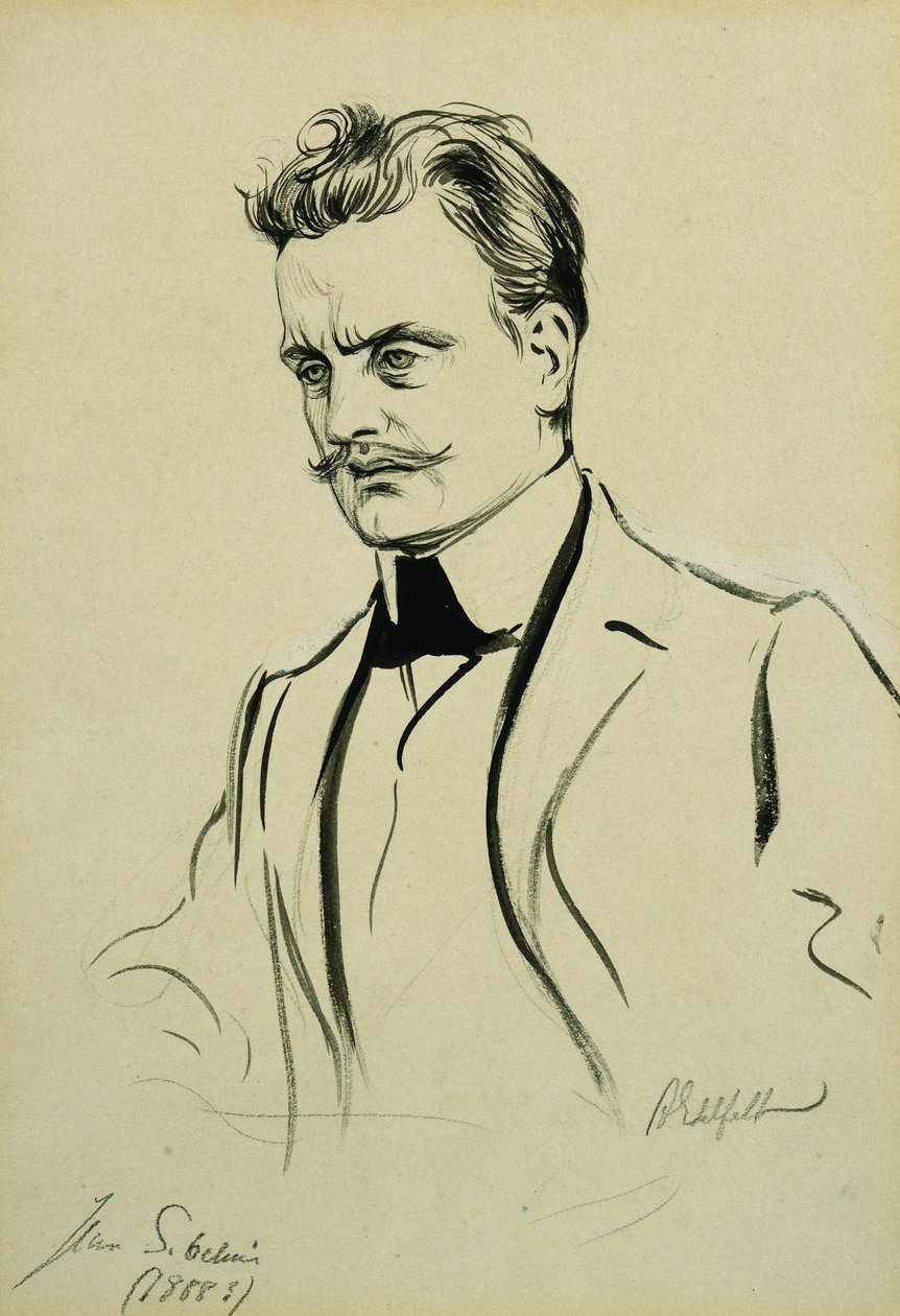 Säveltäjä Jean Sibeliuksen muotokuva, pieni puolipitkä, tekijältä Albert Gustaf Aristides Edelfelt