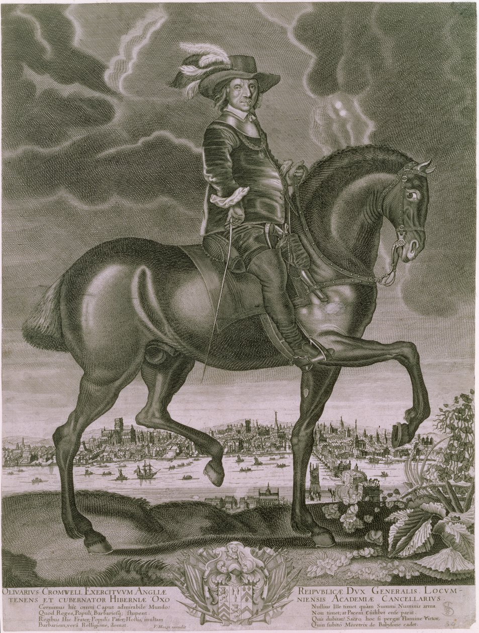 Oliver Cromwellin (1599-1658) ratsastusmuotokuva n. 1655 tekijältä Albert Haelwegh