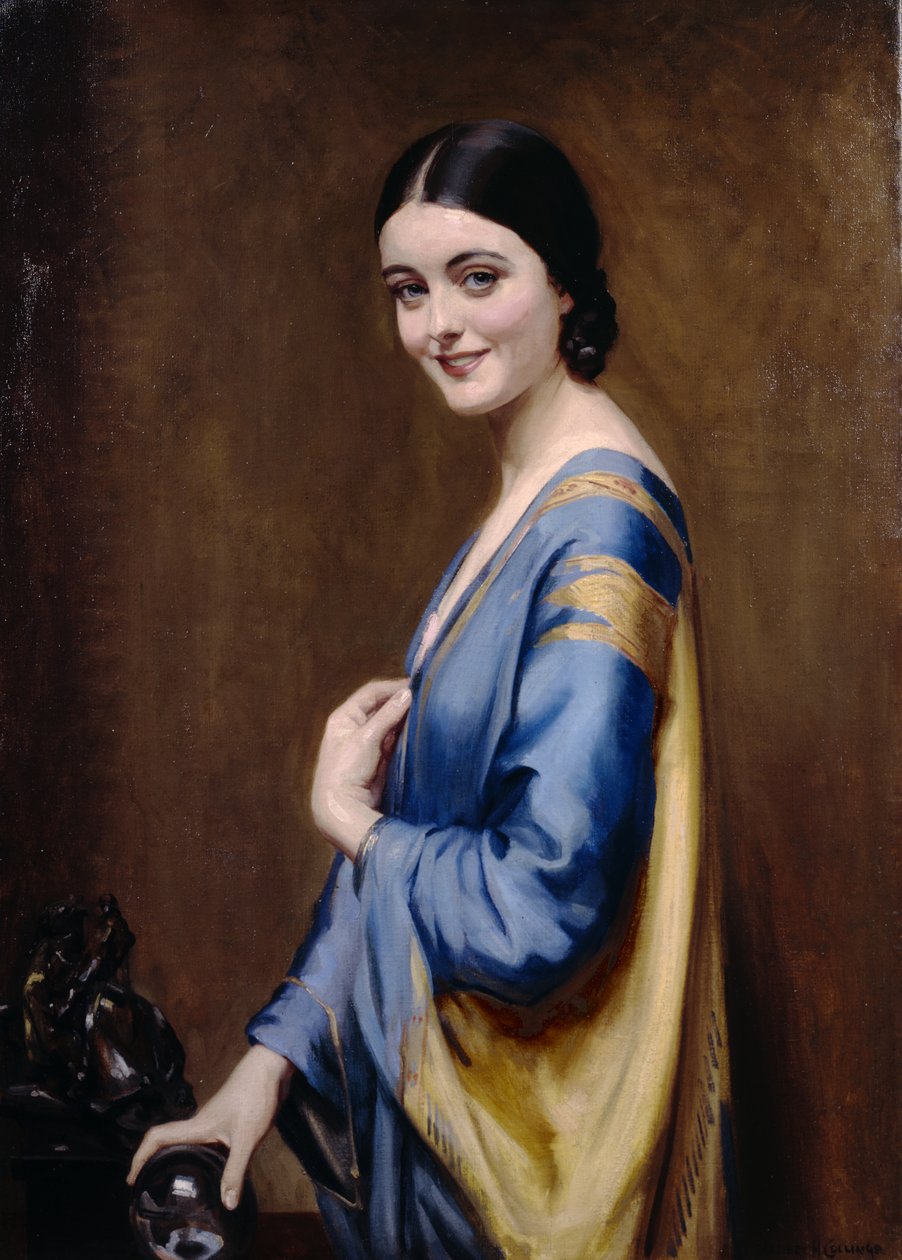 Sininen ja kultainen mekko (öljy kankaalle) tekijältä Albert Henry Collings