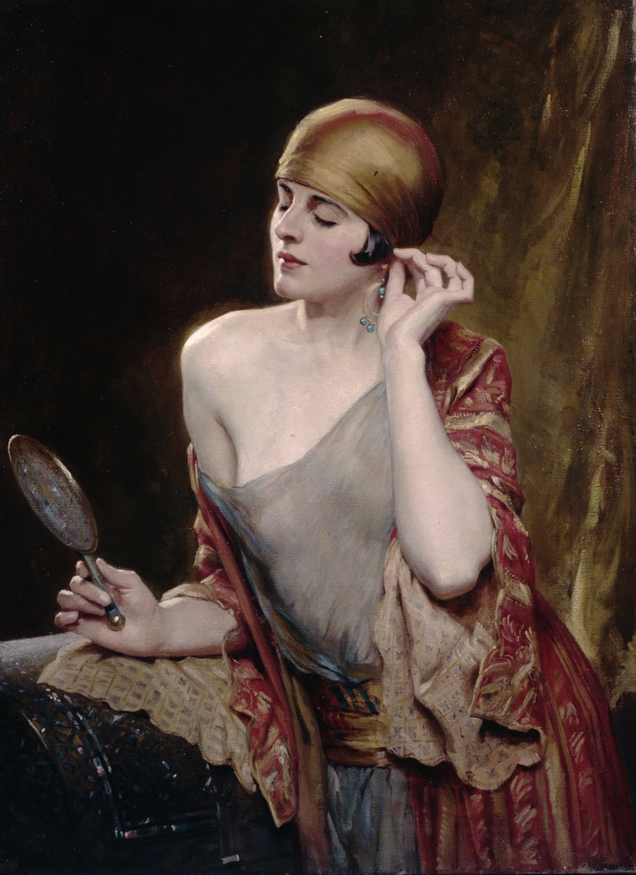 Peiliin katsominen (öljy kankaalle) tekijältä Albert Henry Collings
