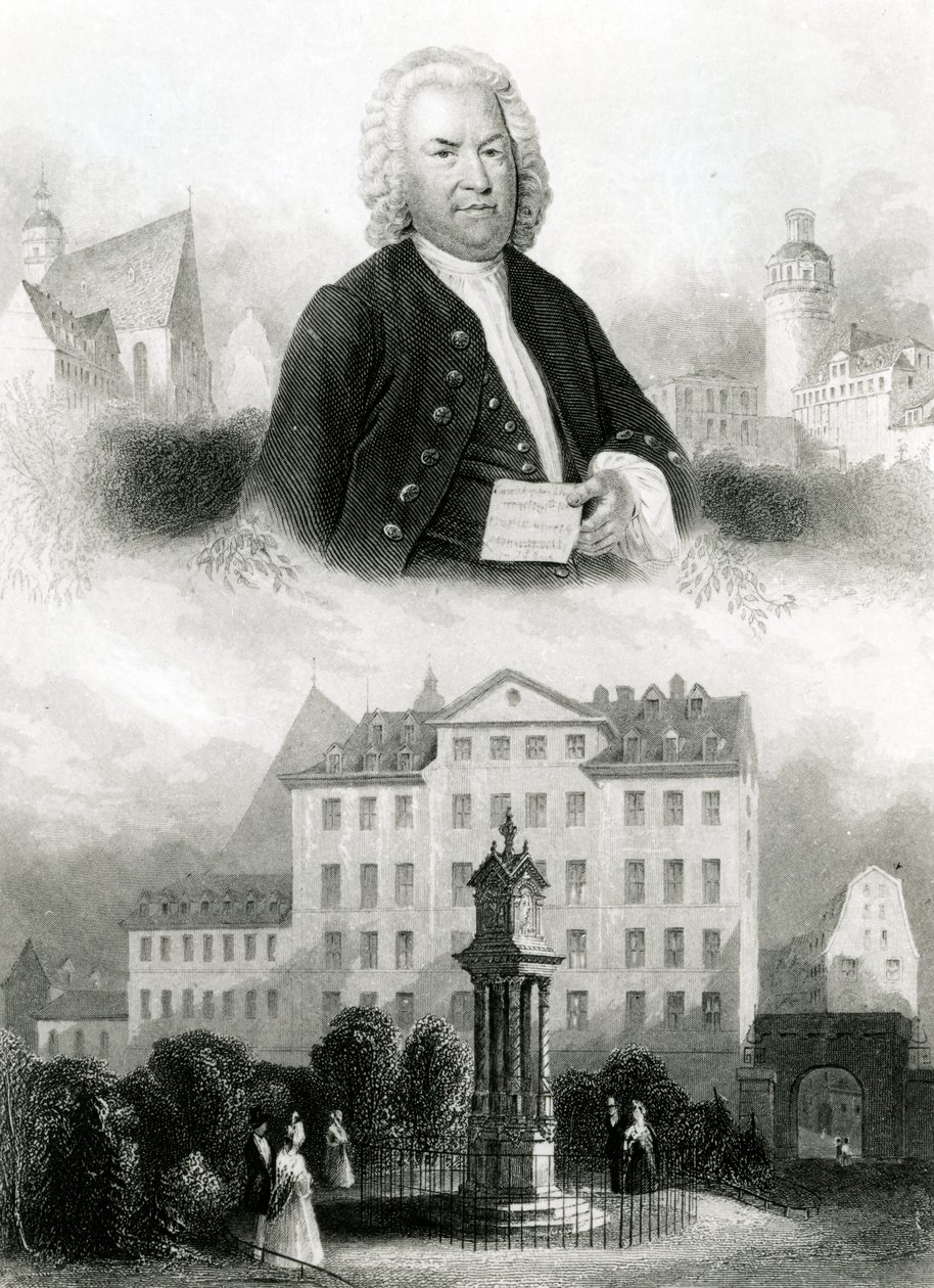 Johann Sebastian Bachin (1685-1750) muotokuva ja monumentti tekijältä Albert Henry Payne