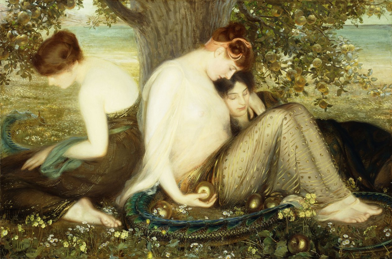 Hesperidien puutarha, n. 1900 (öljy kankaalle) tekijältä Albert Herter
