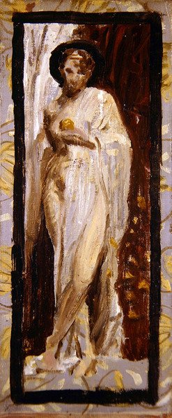 Draped alaston / Study, n. 1867 (öljy paneelille) tekijältä Albert Joseph Moore
