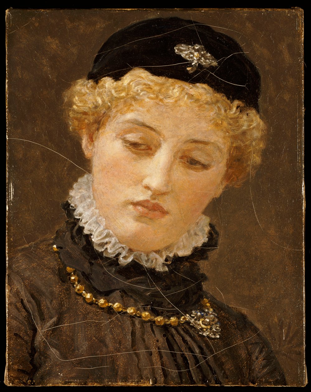 Ellen Terry Portiana elokuvassa "Venetsialainen kauppias", n. 1885 tekijältä Albert Joseph Moore