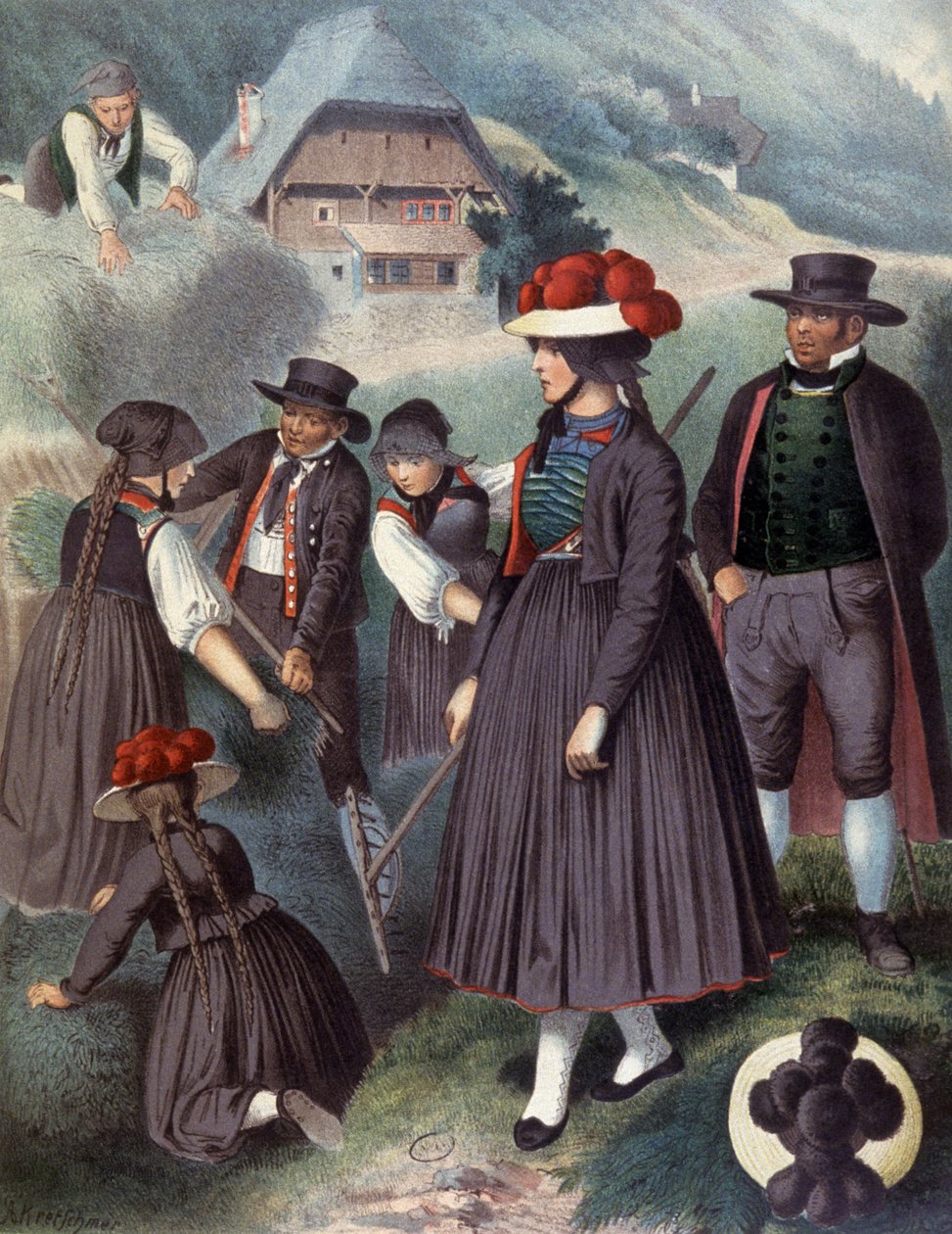 Talonpojat Badenin ympäristössä, n.1860 (kaiverrus) tekijältä Albert Kretschmer