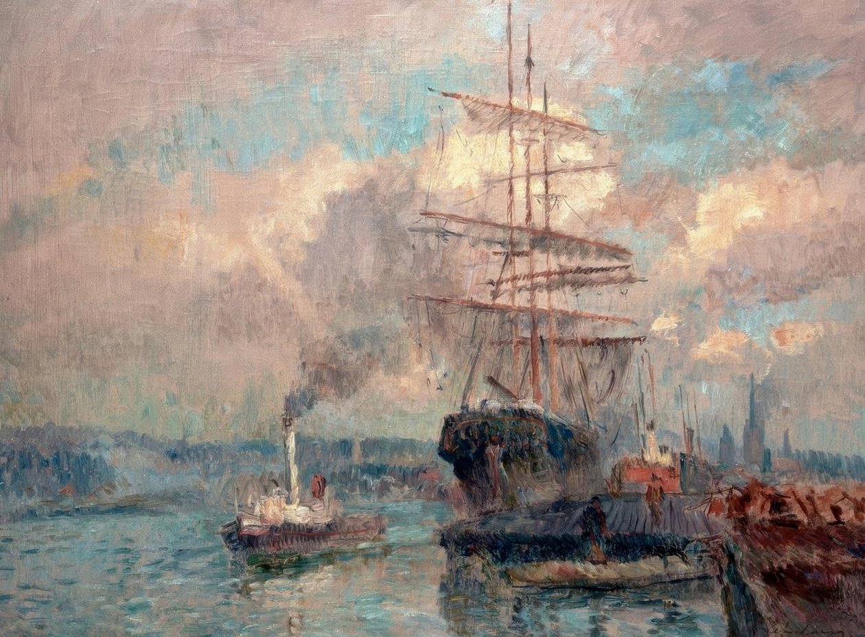 Rouenin satamassa tekijältä Albert Lebourg