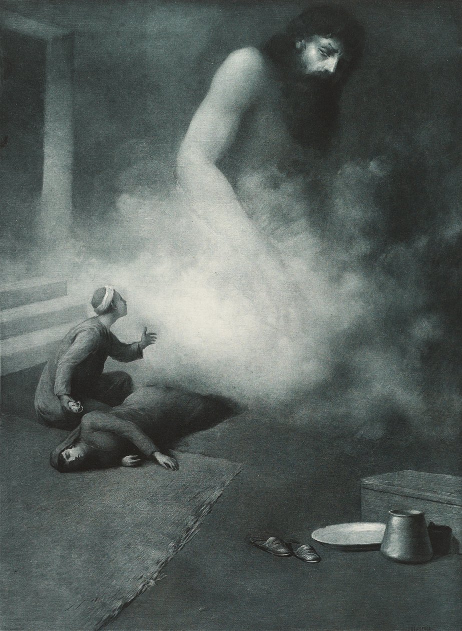 Aladdin ja Genie, 1897 tekijältä Albert Letchford