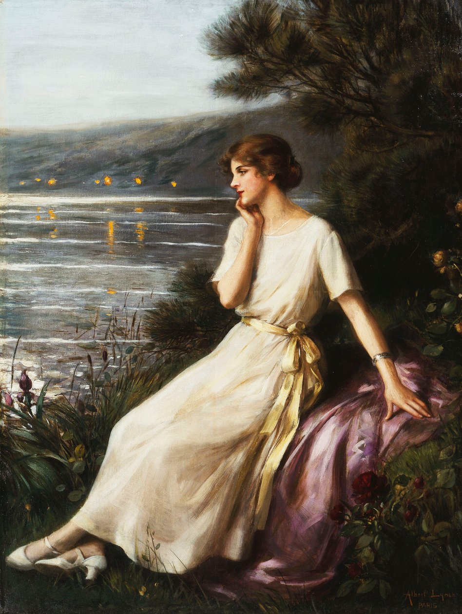 Naisen muotokuva järven rannalla, tekijältä Albert Lynch