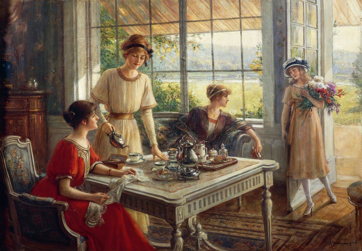 Naiset juomassa teetä, Albert Lynch (1851-1912) tekijältä Albert Lynch