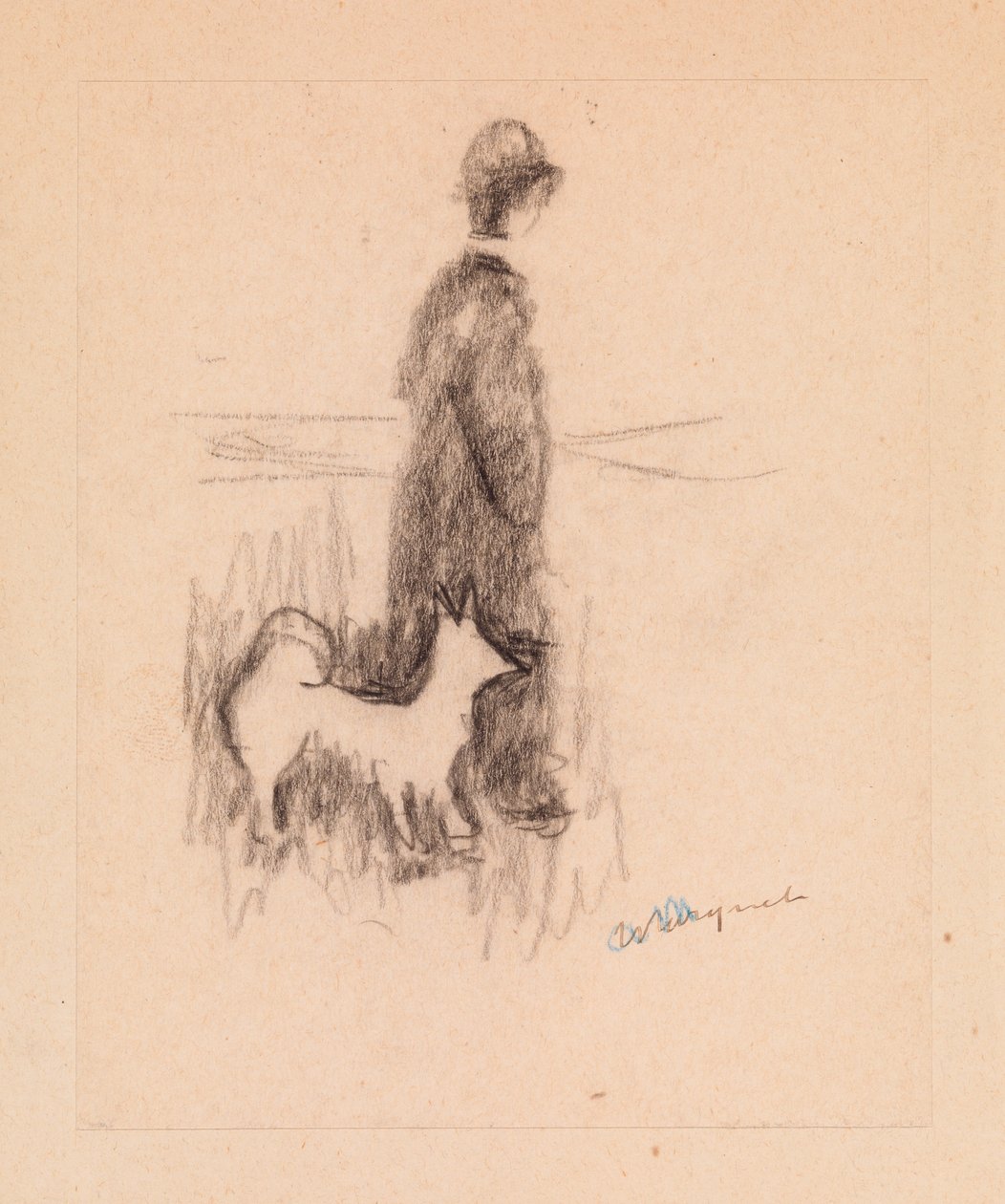 Figuuri koiran kanssa (piirustus paperille) tekijältä Albert Marquet