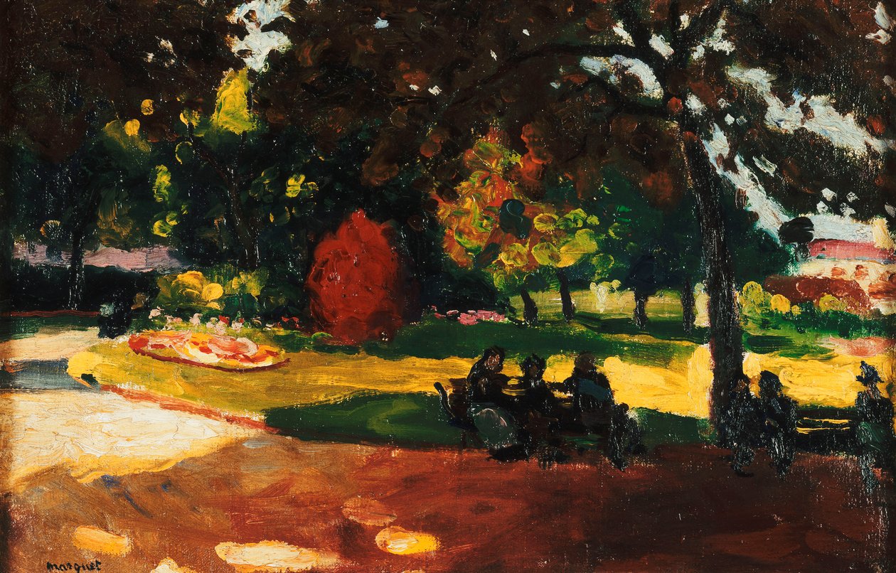 Puistossa; Au Jardin Public, n. 1904 (öljy kankaalle) tekijältä Albert Marquet