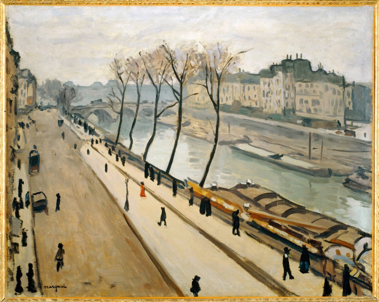 La Seine vu du quai des Grands Augustins - Seinen joki ... (maalaus kankaalle) tekijältä Albert Marquet