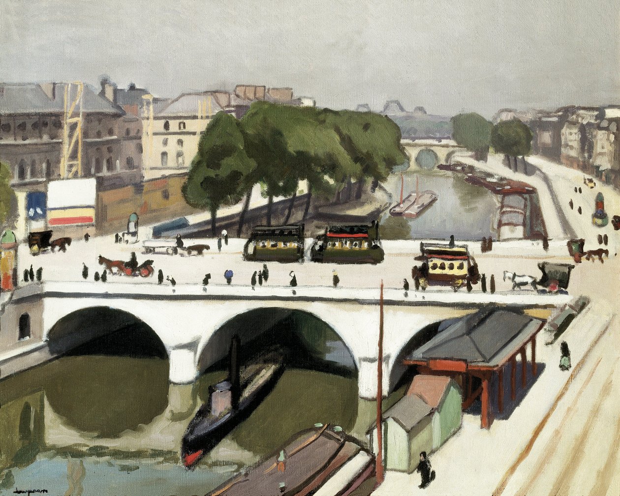 A ponte Saint Michel em Paris. Pintura de Albert Marquet (1875-1947) finlandês tekijältä Albert Marquet