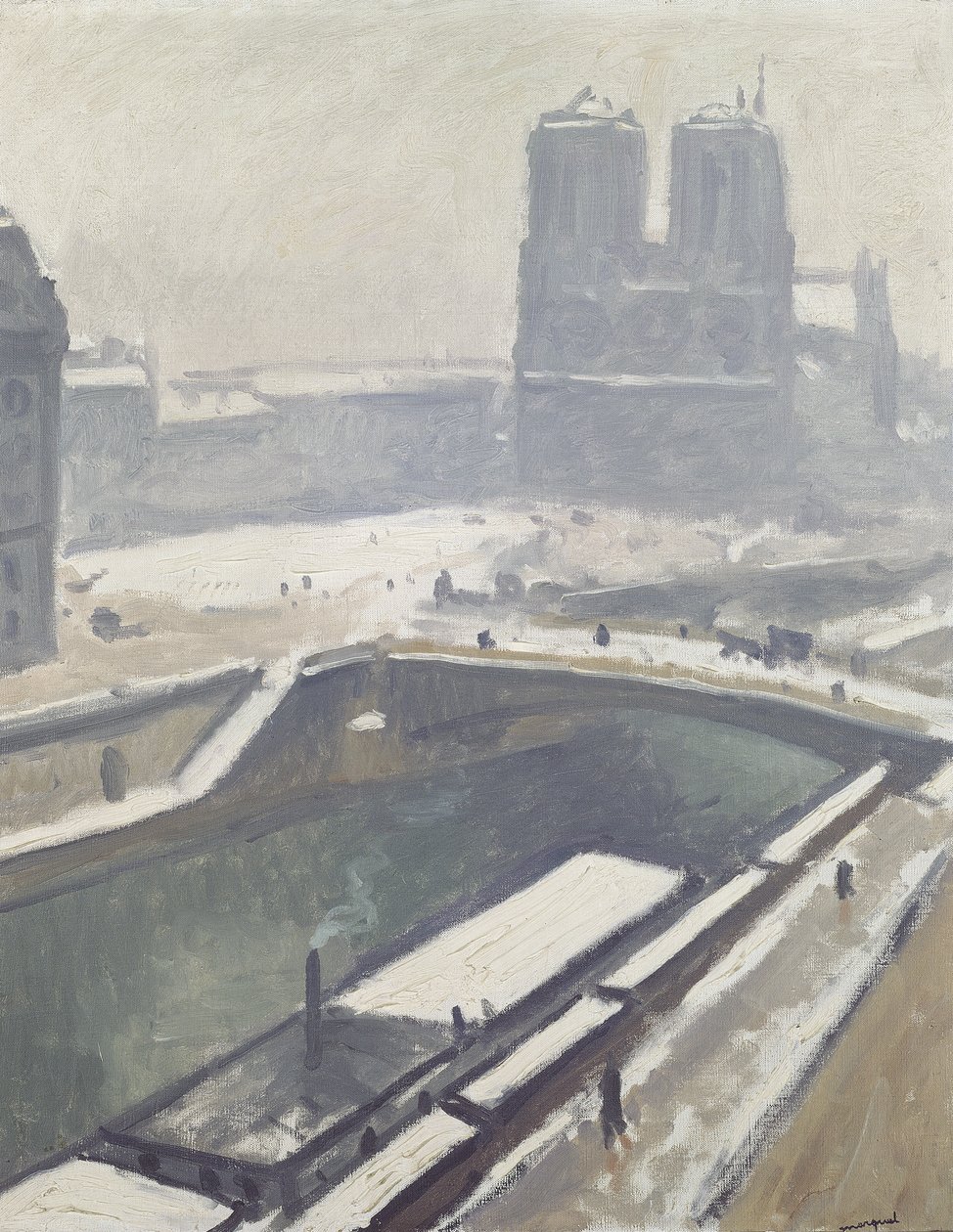 Notre Dame lumessa, vuoden 1912 jälkeen (öljy kankaalle) tekijältä Albert Marquet