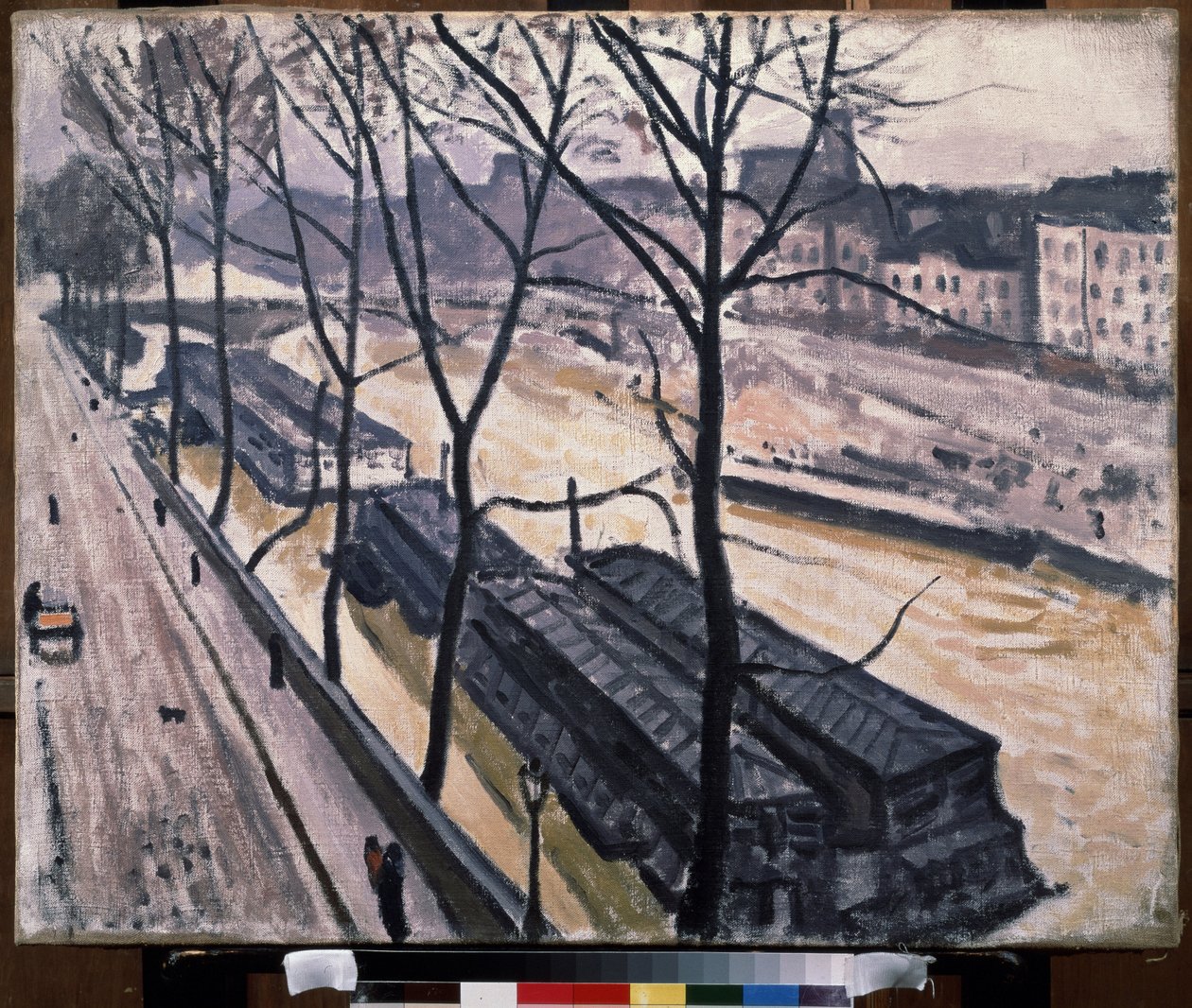 ""Paris en hiver, quai Bourbon"" (Pariisi talvella. Quai Bourbon) Proomut Seinen rannalla. Pierre Albert Marquet