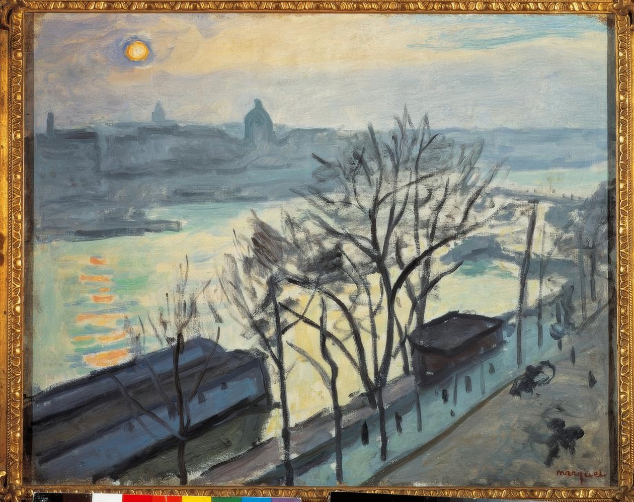 Aurinko Pariisin yllä. Quai du Louvre tekijältä Albert Marquet