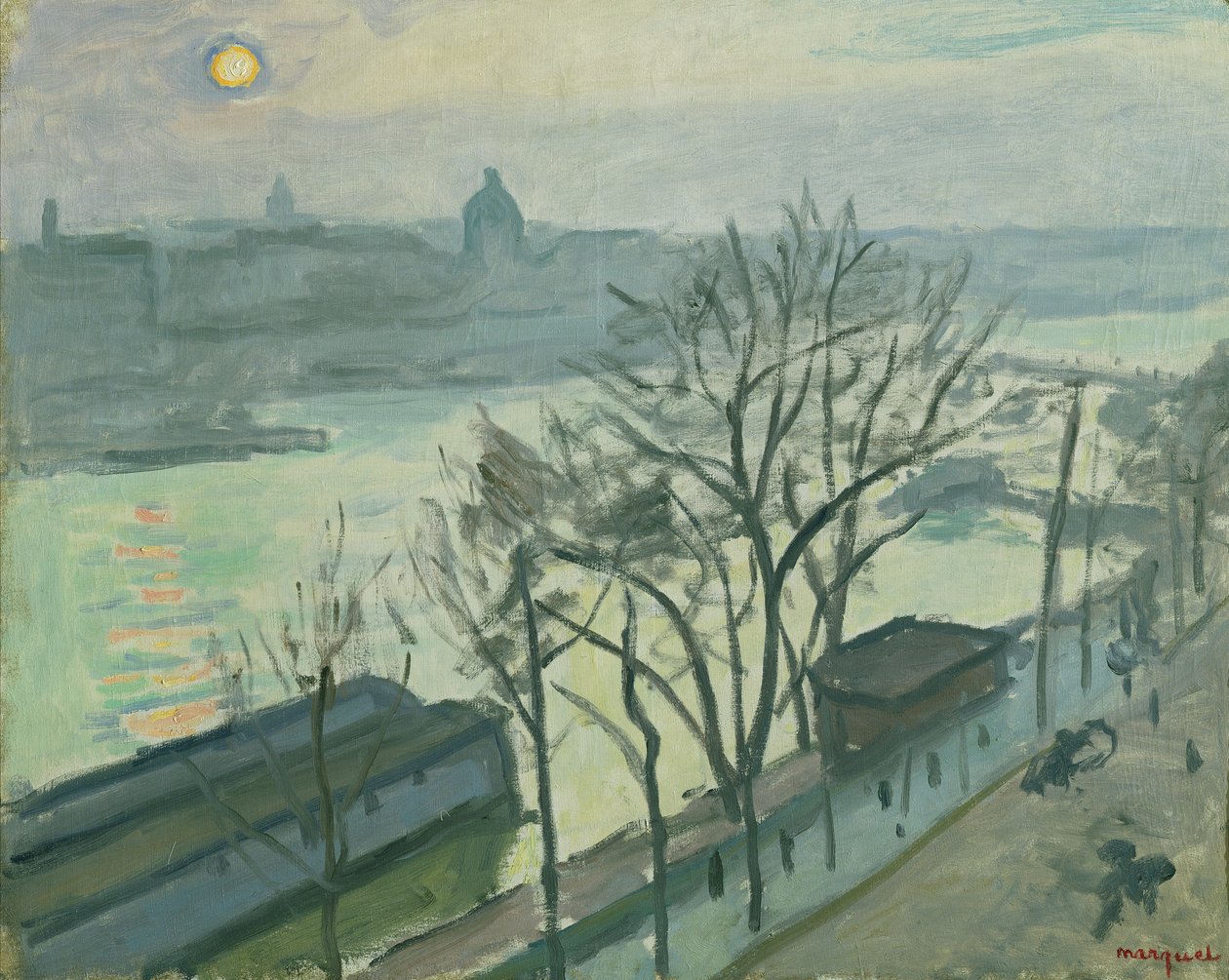 Aurinko Pariisin yllä (Aurinko nähtynä puiden läpi), n. 1910 tekijältä Albert Marquet