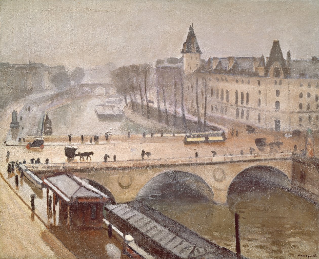 Palais de Justice ja Pont au Change, Pariisi (öljy kankaalle) tekijältä Albert Marquet