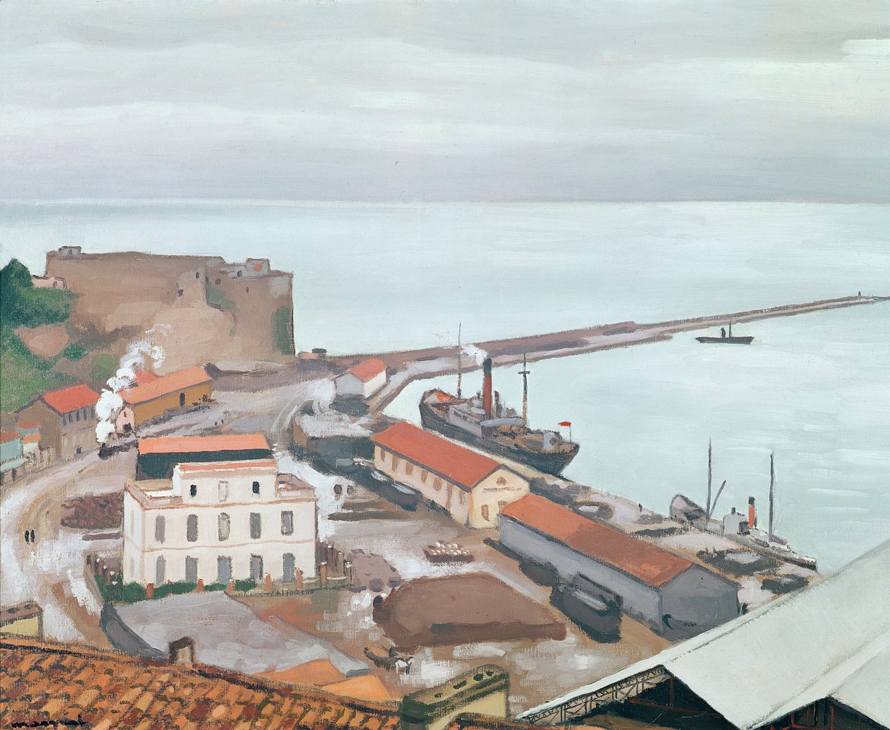 Bougien satama harmaalla säällä tekijältä Albert Marquet