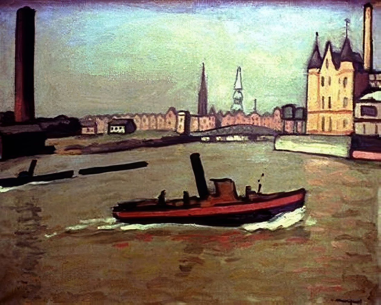 Hampurin satama – 1908 – 68 × 81 cm – öljy kankaalle tekijältä Albert Marquet