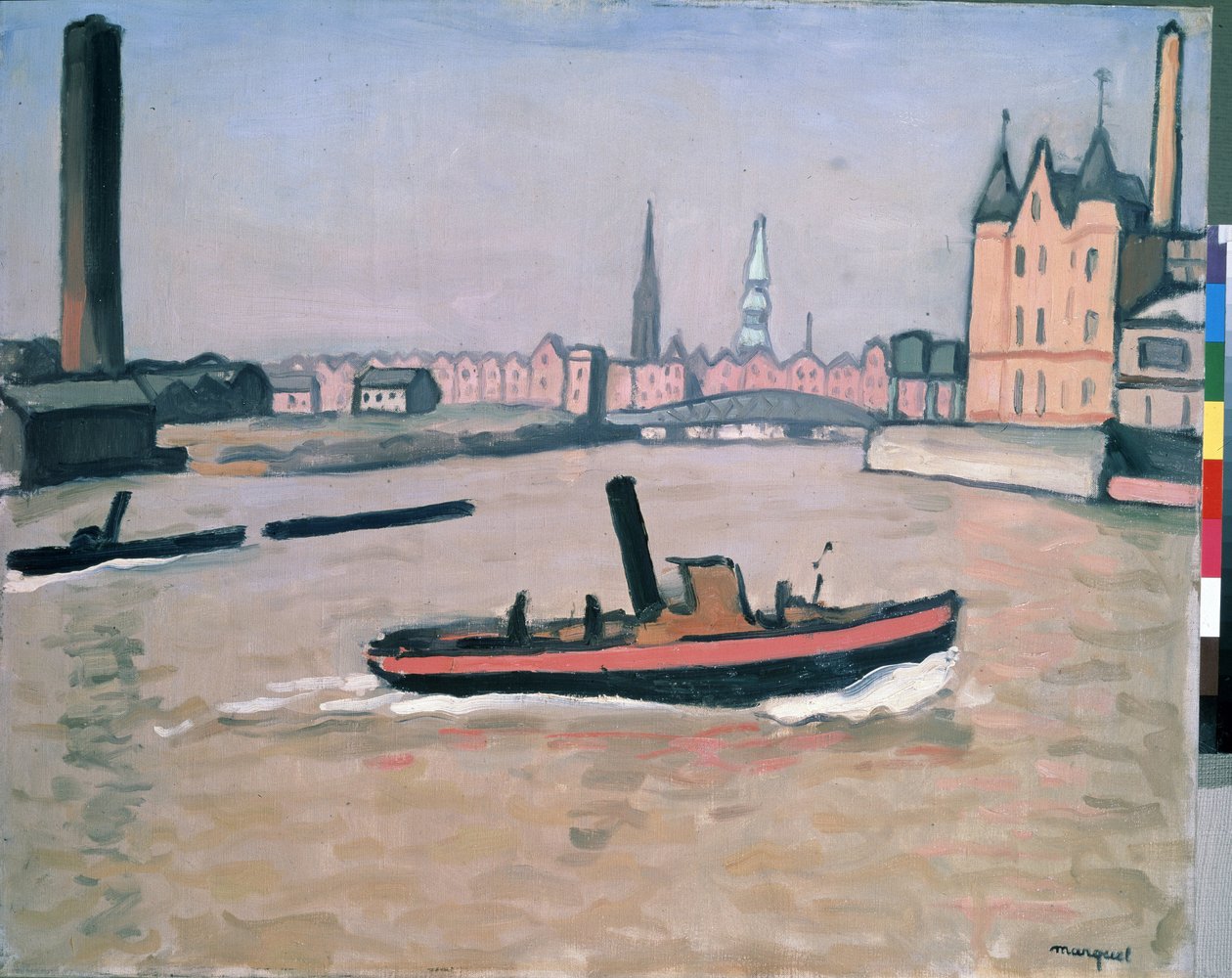 Hampurin satama 1909 (öljy kankaalle) tekijältä Albert Marquet