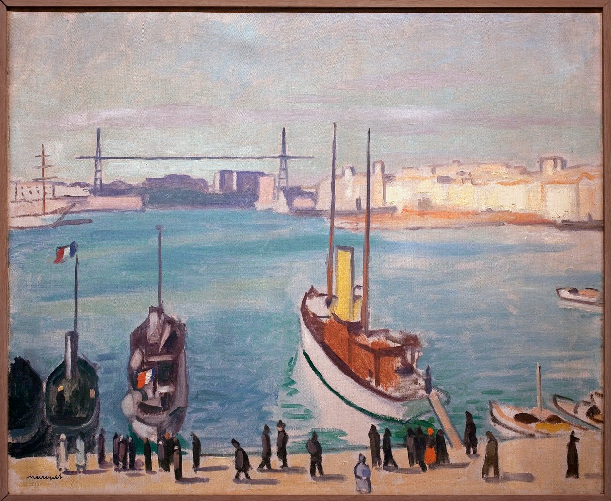 Marseillen satama (Bouche du Rhone) - Taustalla näkyy lauttasilta tekijältä Albert Marquet