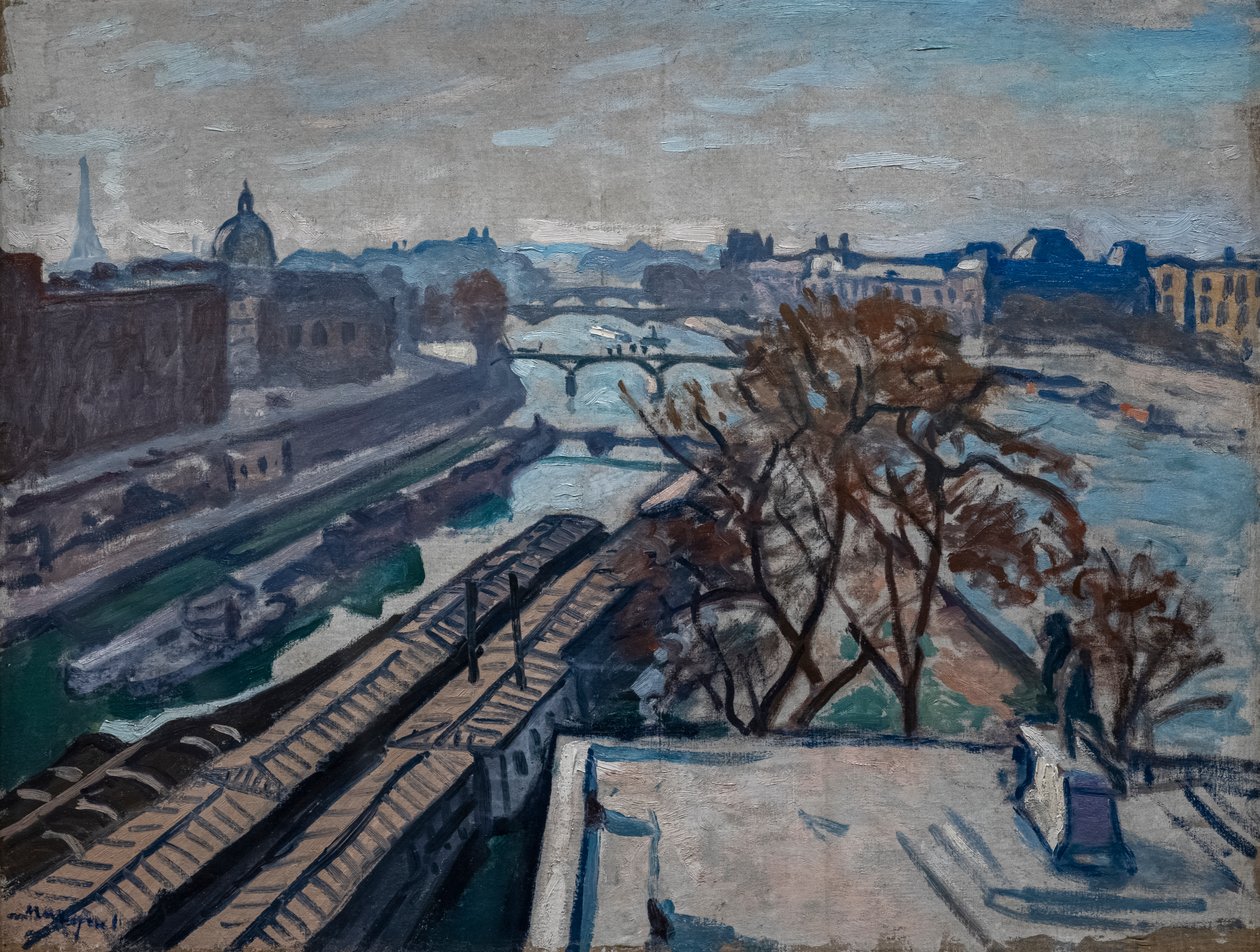 Näkymä Seine-joelle ja Henri IV:n muistomerkille tekijältä Albert Marquet