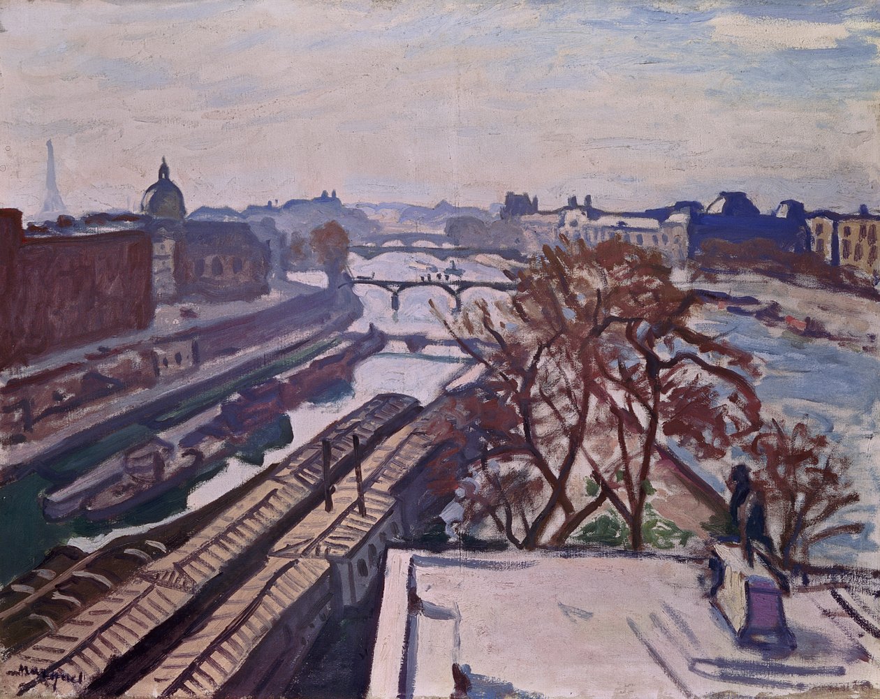 Näkymä Seine-joelle ja Henri IV -muistomerkki tekijältä Albert Marquet