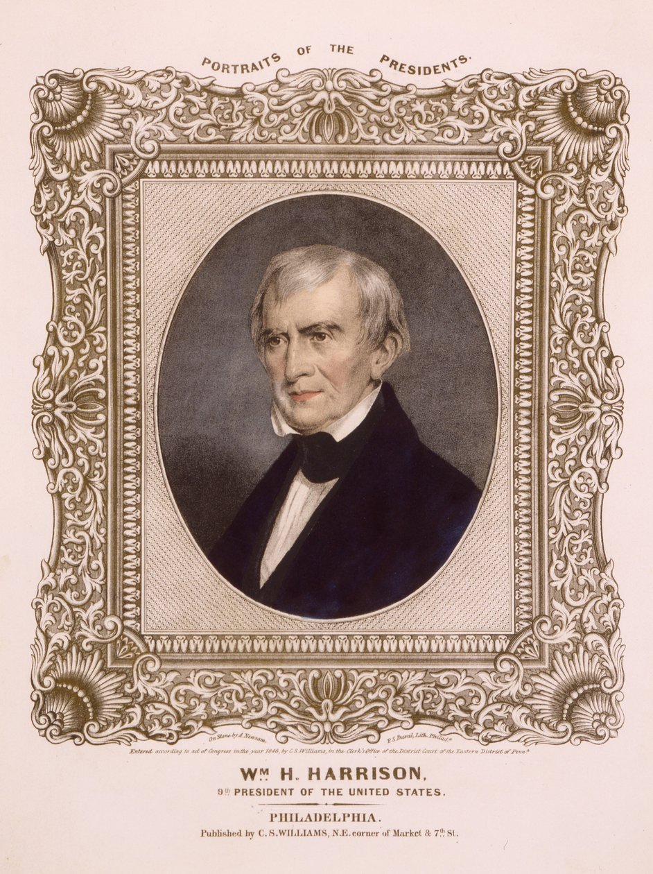 Yhdysvaltain presidentti William Henry Harrison, 1846 (litografia) tekijältä Albert Newsam