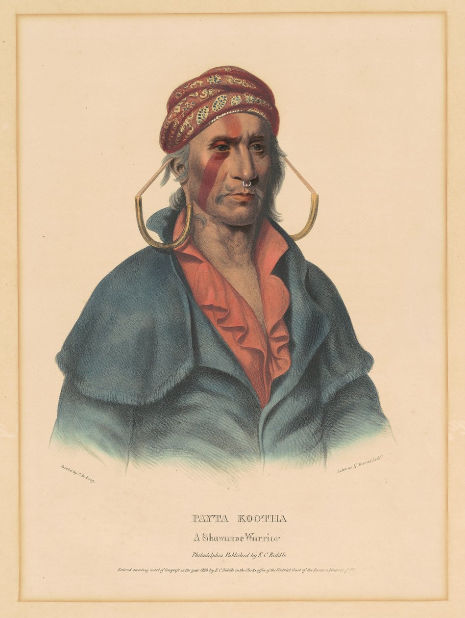 Payta Kootha, Shawnee Warrior tekijältä Albert Newsam, after Henry Inman, after Charles Bird King