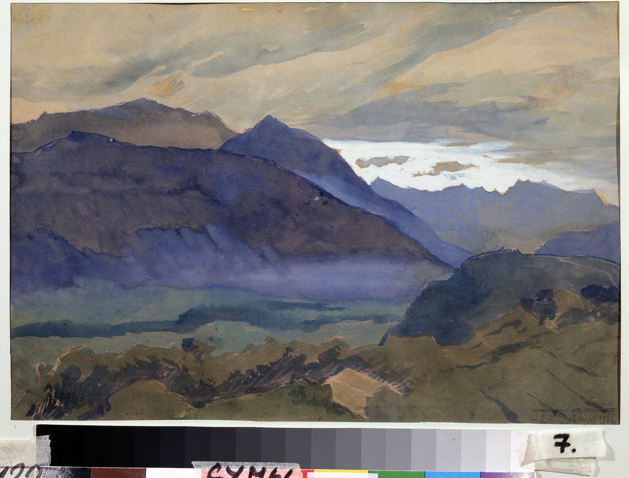 Lugano (Sveitsi) (Lugano). Piirustus Alexander Nikolayevich Benois (1870-1960). Akvarelli paperille, 30,2 x 47 cm tekijältä Albert Nikolayevich Benois