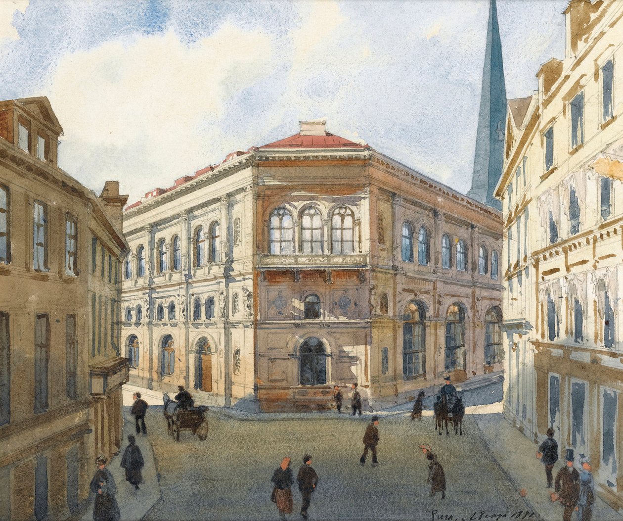 ""Riian pörssin muotokuva Latviassa"" (Riian pörssin näkymä) Albert Benois