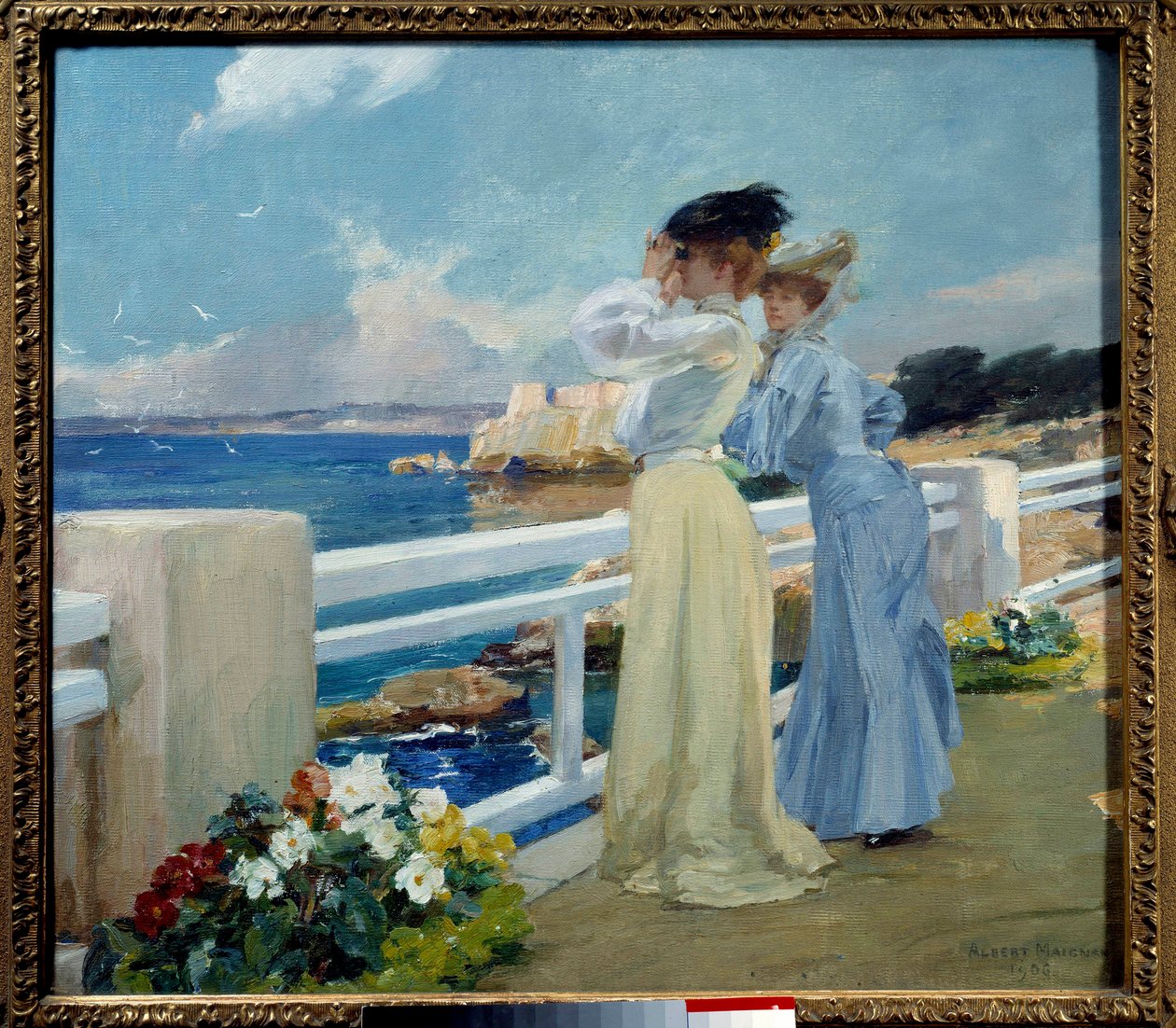 Lokit eli "Ranskan Riviera" Albert Maignanin (1845-1908) maalaus 1906 Le Havre, Kuvataidemuseo tekijältä Albert Pierre Rene Maignan