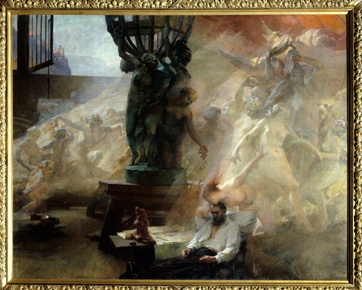 Jean Baptiste (Jean-Baptiste) Carpeaux (1827-1875), ranskalainen kuvanveistäjä, kuoli. Albert Maignanin (1845-1908) maalaus tekijältä Albert Pierre Rene Maignan