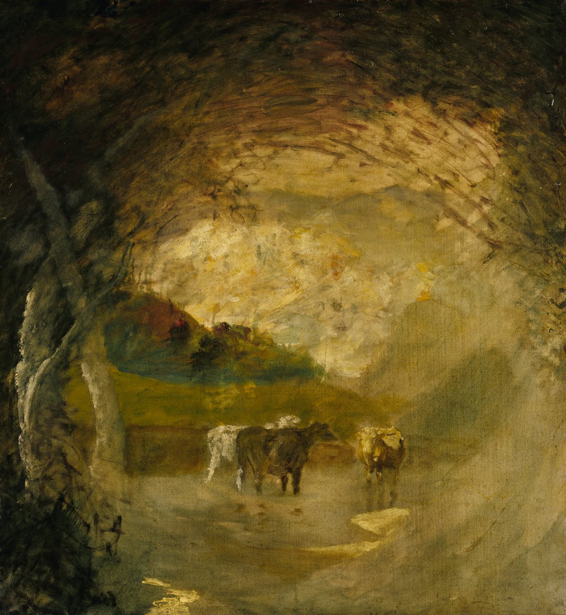 Maisema puiden ja karjan kanssa, ennen vuotta 1897. tekijältä Albert Pinkham Ryder