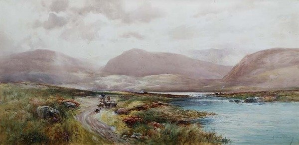 Skotlannin maisema, n. 1910 (akvarelli paperille) tekijältä Albert Procter