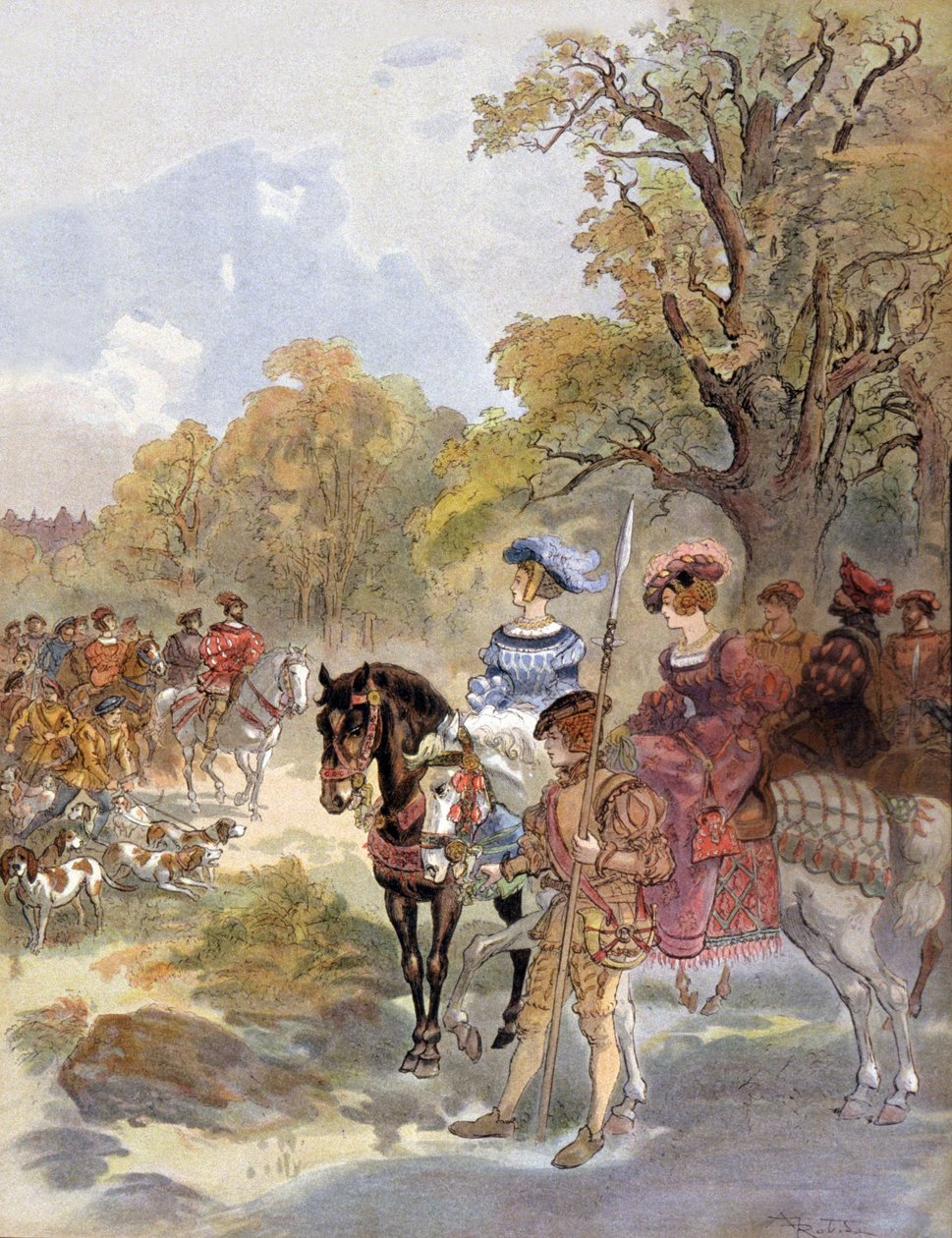 Ranskan kuningas Francois 1. (1494-1547) Albert Robidan (1909) kuvitus tekijältä Albert Robida