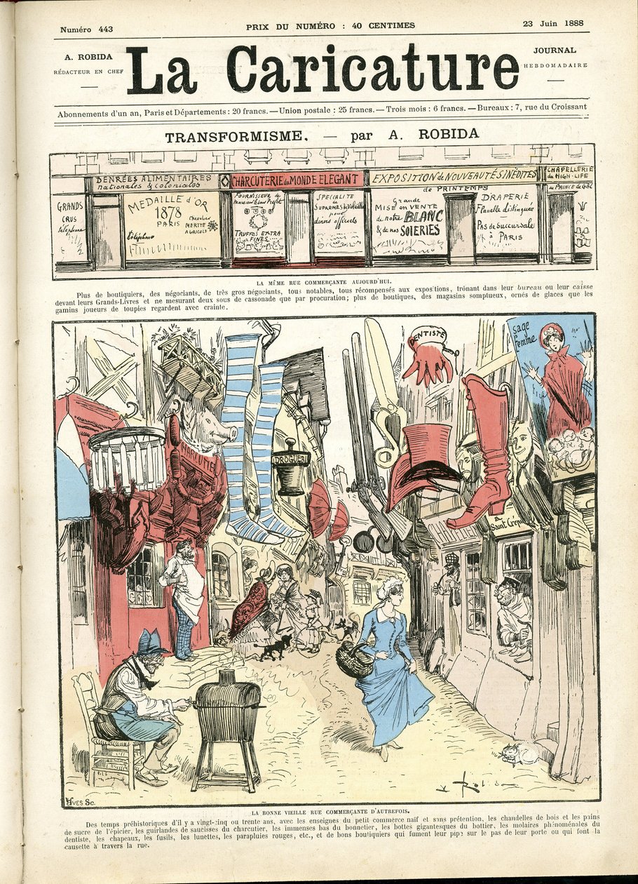 Albert Robidan (1848-1926) kuvitus La Caricaturen (1880) kanteen tekijältä Albert Robida