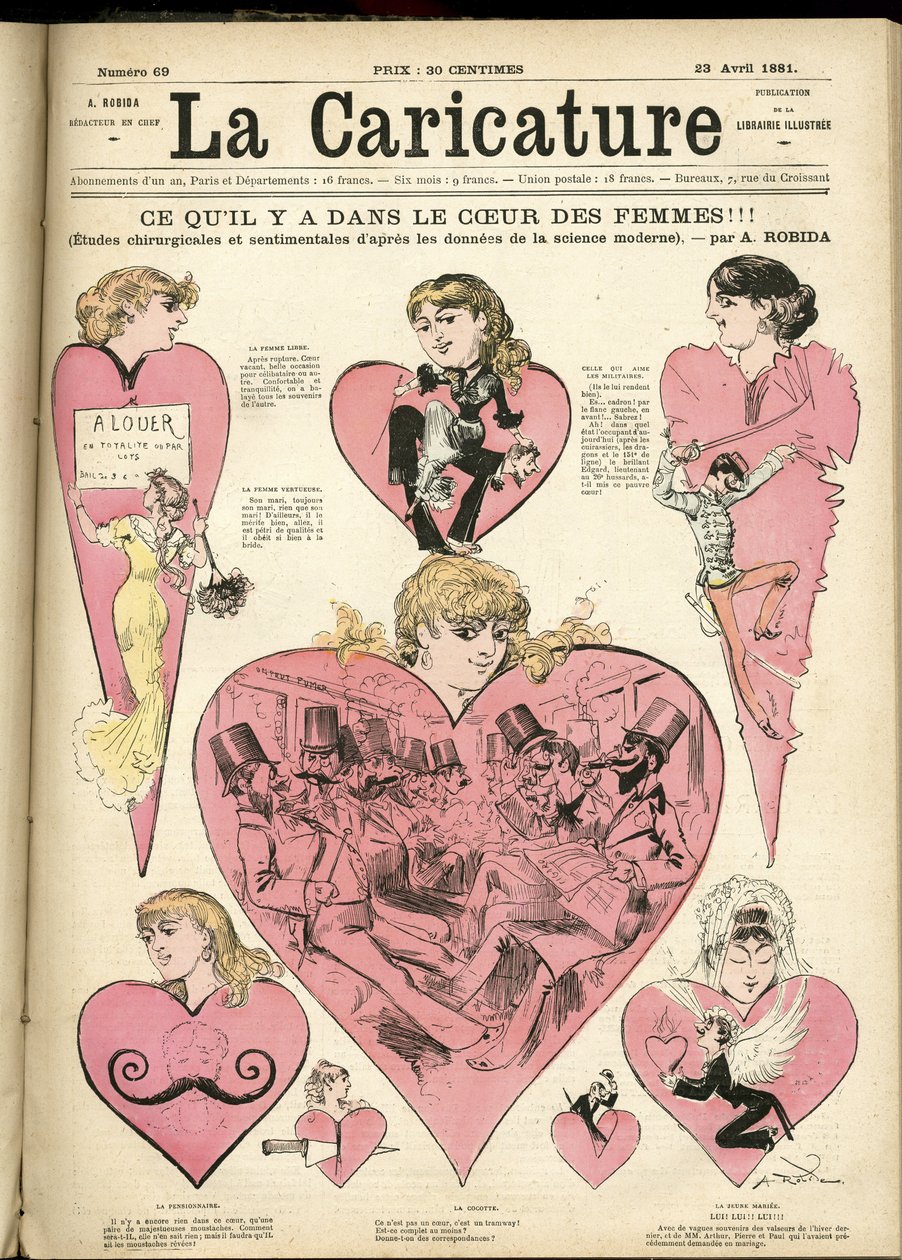 Albert Robidan (1848-1926) kuvitus La Caricaturen (1880) kanteen tekijältä Albert Robida